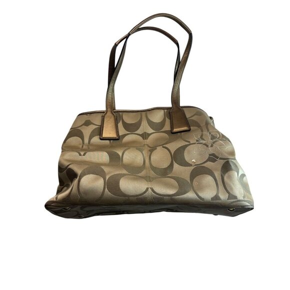 Coach 2011 Signature C Floral Applique Frame Kisslock Carryall Satchel Handbag - Picture 2 of 7